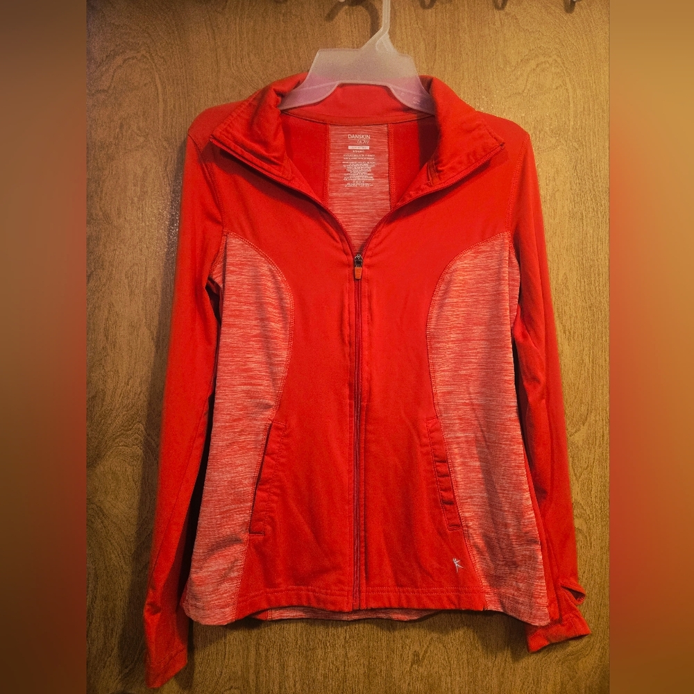 Danskin Now Orange Semi-fitted Zippered Athletic Jacket Size Small